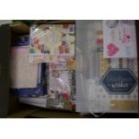 A quantity of card making equipment to include: boxed craft knife set, patterned card, hunkadory