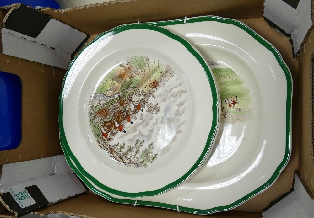 Spode The Hunt Patterned Wall Plates & Large Platter: