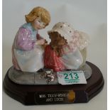 Beswick Beatrix Potter Tableau figure Mrs Tiggywinkle and Lucie: limited edition with wood base,