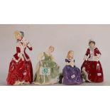 Royal Doulton Small lady figures: Affection HN2236, Fair Maiden HN2211, secondss figuere Best Wishes