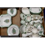 A large Collection of Spode Christmas Tree pattern dinnerware to include: side plates, open veg