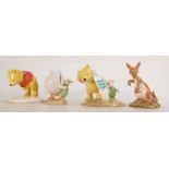 Royal Doulton Winnie Pooh figures: The Honey Pot, Eeyores Tail, Kanga & Roo & Pooh and Piglet- The