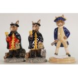 Royal Doulton Bunnykins figures: Captain cook Db251, Town Crier DB259 and DB259A (3)