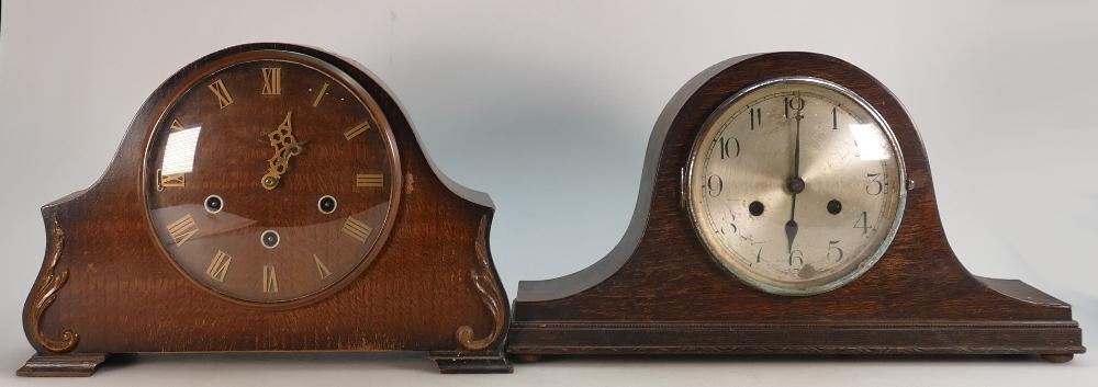Two Art Deco Oak Cased Mantle Clocks(2):