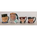 Royal Doulton Small Character Jugs: Neptune D6552, Tony Weller, Mr Macawber, Old Charley D6046(4)