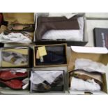 A quantity of ladies shoes: slippers, sandel, boots. All new in boxes to include Dr Keller,