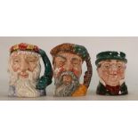 Royal Doulton Small Character Jugs: Mr Pickwick, Neptune D6552 and Robinson Crusoe D6539(3)