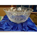 Boxed Royal Doulton presentation glass bowl: marked with inscription from Royal Doutlon to Ian Fryer