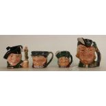 Royal Doulton Small Character Jugs: Robin Hood D6534, Tam O Shanter D6640, Tom weller and Toby