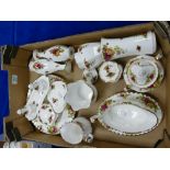 Royal Albert Old Country Rose items to include: large gravy boat, sucre, condiment pots, milk jug