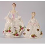 Royal Doulton lady figure Country Rose: HN3221 together with similar small item Hn3482 (2)_