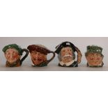 Royal Doulton Small Character Jugs: Drake, Sancho Panca D6481 Auld Mac and Paddy character pot(4)