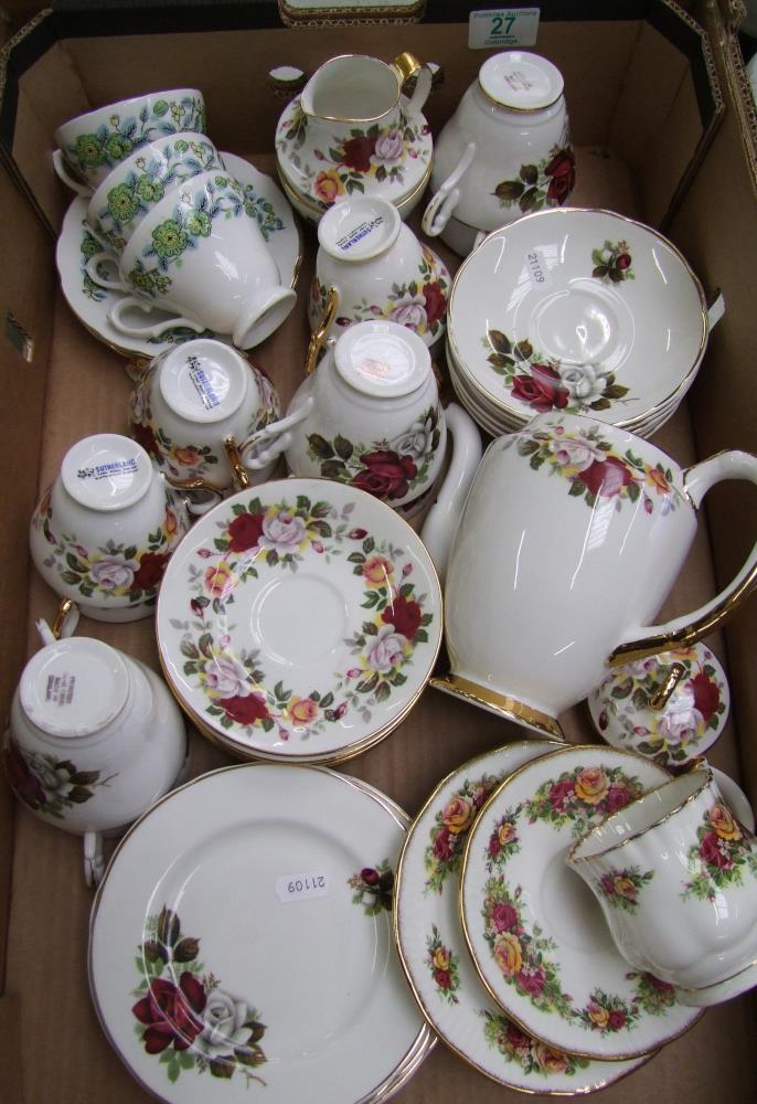 A mixed collection of items to include: Floral decorated cup & saucer set from sutherland princess