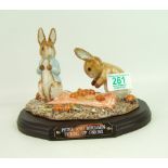 Beswick Beatrix Potter Peter & Benjamin picking up onions: tableau with box and base