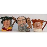 Royal Doulton Large character jugs Pied piper: D6403, merlin D6529 and old king cole (3)