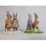 Beswick Beatrix potter figurines: Flopsy and Benjamin P4255 and two gentleman rabbits P4210 boxed (