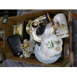 A mixed collection of items to include South African themed items: resin figures, Delft vase etc
