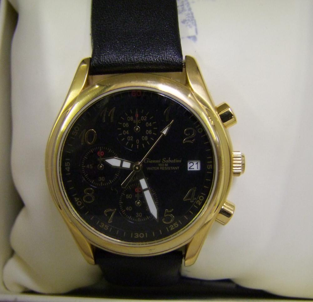 Boxed Gianni Sabatini Mens Chronograph Black Dial Watch: