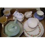 A mixed collection of ceramic items to include: RoyaL Albert Forget me not trios, Wood ware