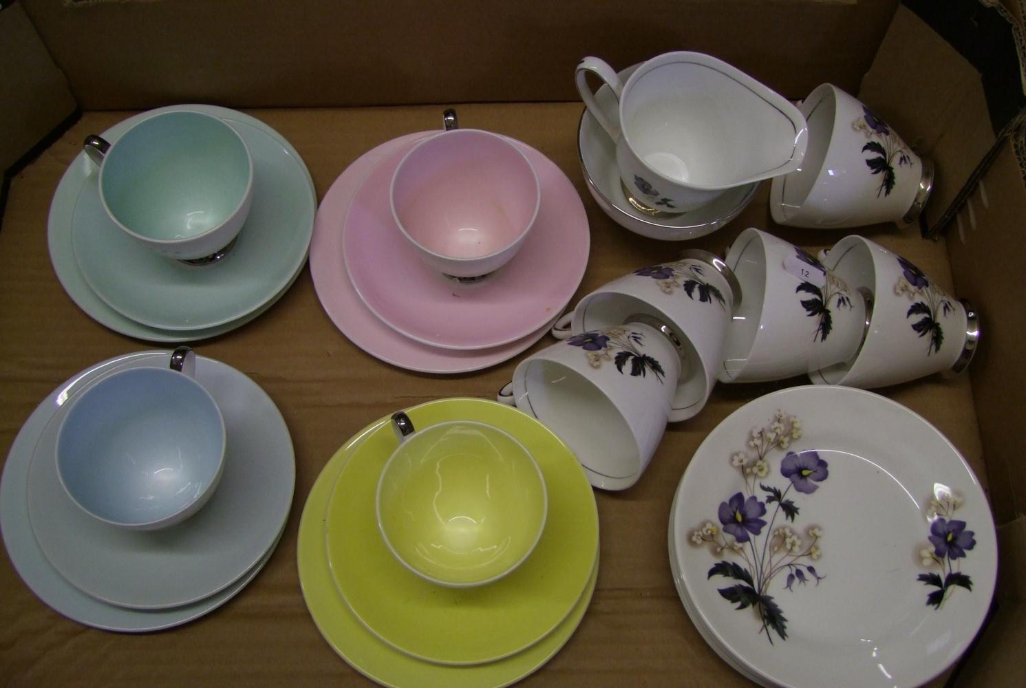 A mixed collection of tea ware to include: Queen Anne trios, Royal Windsor items ( 1 tray)