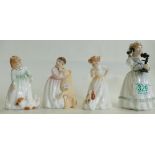 Royal Doulton Child figures: Buddies HN3396, Hello Daddy Hn3391, Lets Play HN3397 and Sit HN3123(4)