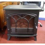 A Dunelm Electric log burner: 1850watt. height 67cm x 64cm wide x 35cm deep.