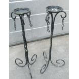 Two wrought iron stands: