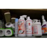 A quantity of cleaning products: to include toilet rolls, kitchen cleaner etc