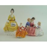 Royal Doulton figures: Coralie HN2307, Bedtime Story HN2059 plus miniature Fragrance HN2330 (3).