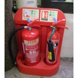 Foam and C02 fire extinguishers: in stand