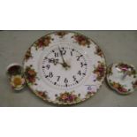 Royal Albert old country roses wall clock: ring holder and a floral posy basket (3)