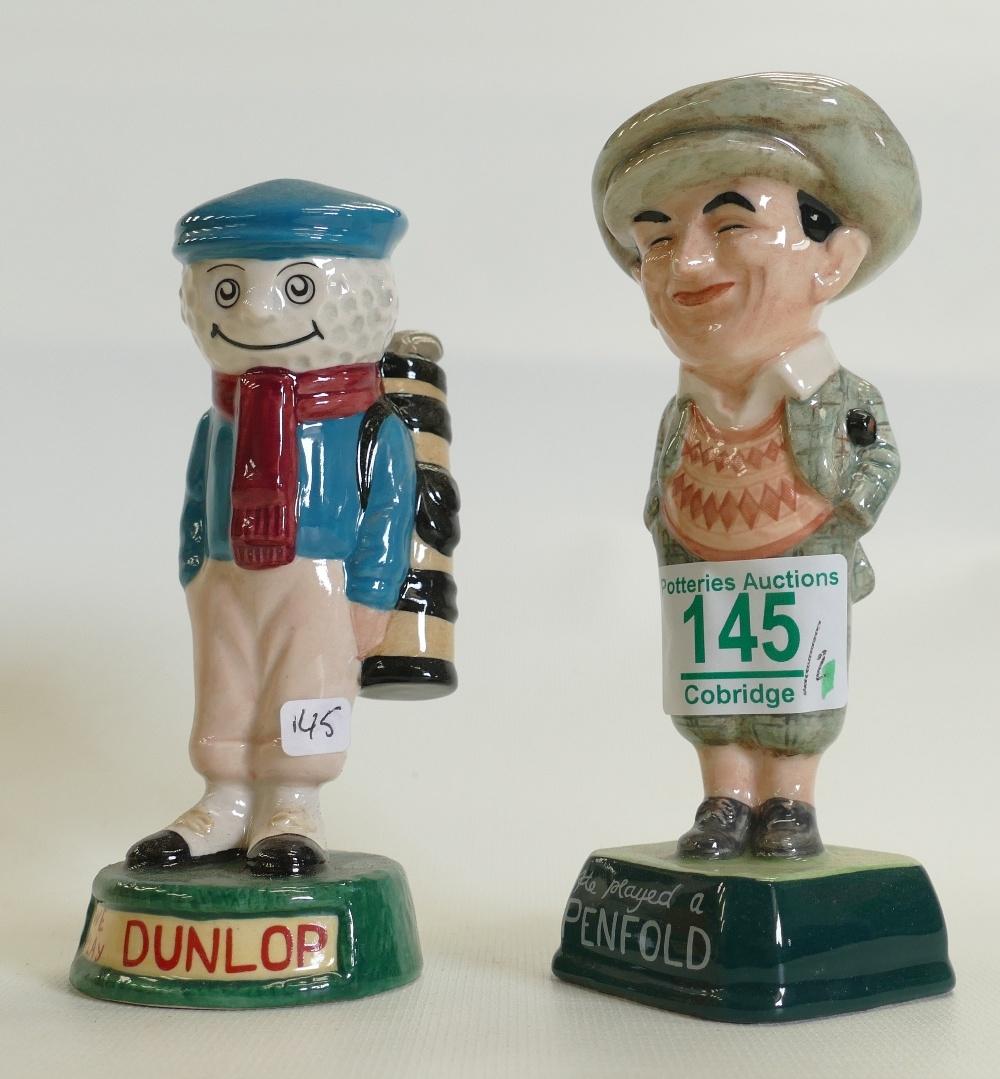 Royal Doulton Advertising figures Golfer and Caddie: Penfold Golfer MCL1 & Dunlop Caddie MCL2 (2)