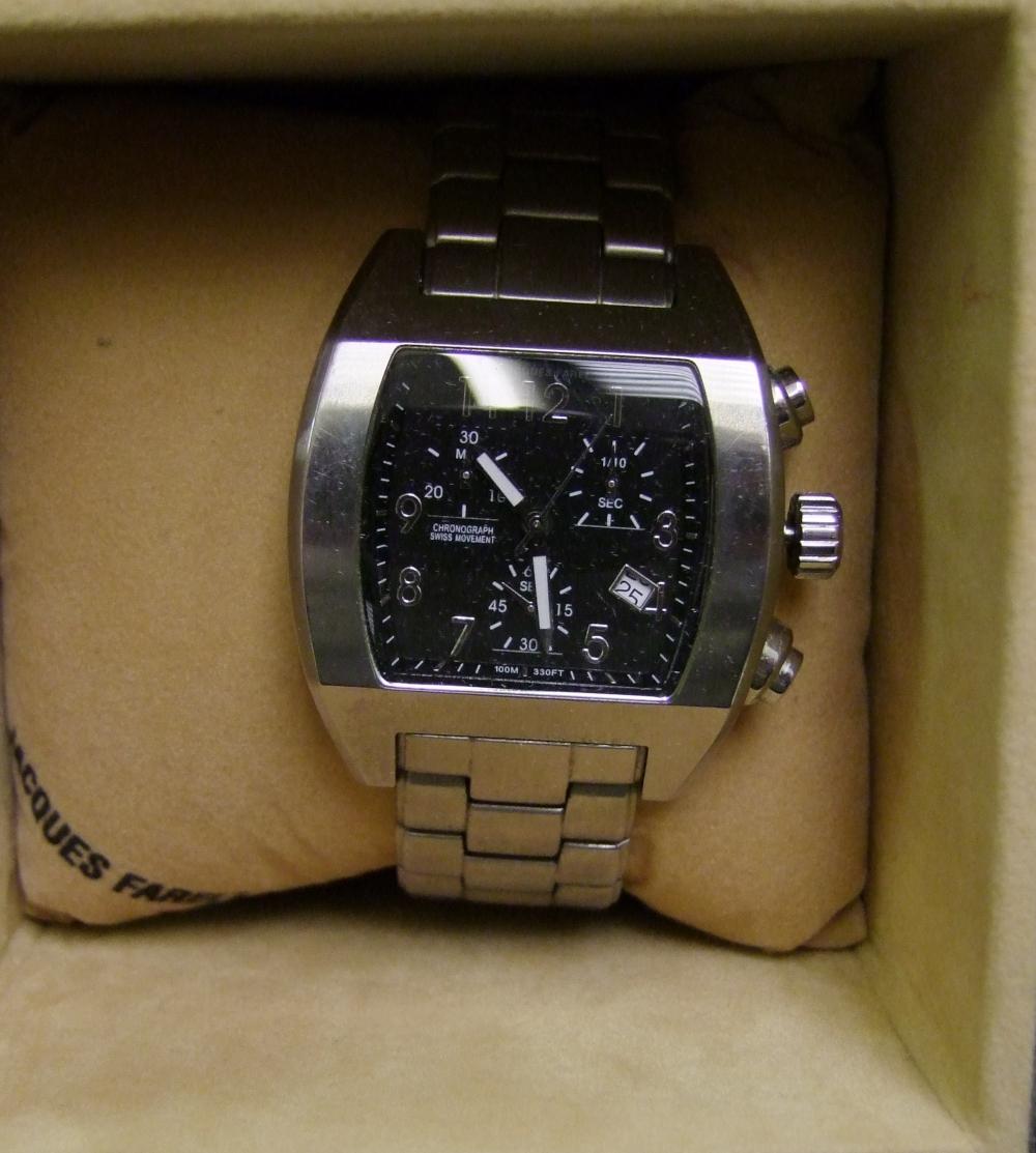 Boxed Jaques Farel Mens Chronograph Watch: