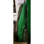 A collection of 5 fishing umbrellas and a small tent, used. (6)