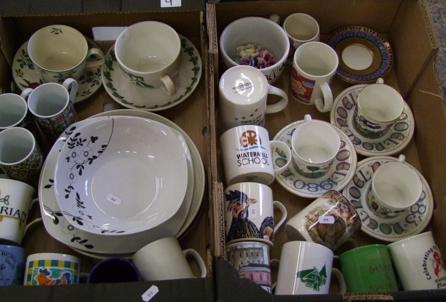 A mixed collection of items to include: oversized Portmerion cup & saucer, Royal Doulton coffee cans