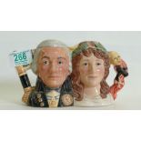 Royal Doulton small two headed character jugs Lord Nelson and Lady Hamilton D7092: