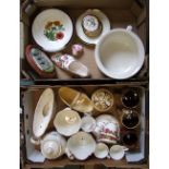 A mixed collection of ceramics: including a Wade vase, Indian Tree basket and lidded box, floral