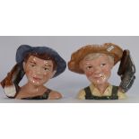 Royal Doulton pair of Intermediate Character Jugs Tom Sawyer D7187 and Huckleberry Finn D7177: