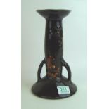 Royal Doulton large Kingsware candlestick:decorated with Hunting scenes, height 25cm. ( 3 tiny chips