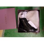 A pair of ladies Carvela black patent ankle boots: size 4, BNIB.