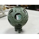 Oriental soft stone puzzle ball: and stand height 17cm