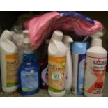 A quantity of cleaning products: to include cloths toilet cleaner air freshener etc