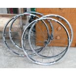 Four shimano, shimano ultegra and campagnolo racing cycle wheels (4).