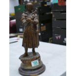 Spelter figure of Joan of Arc: height 33cm