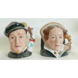 Royal Doulton Classics large character jugs: Queen Mary I D7188 & Prince Philip of Spain D7189(2)