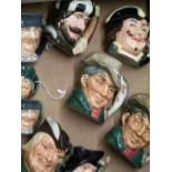 Royal Doulton Small Character Jugs: Trapper D6612, Capt Henry Morgan D6489 and Tony Weller, Robin