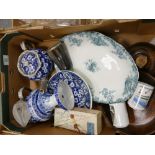 A mixed collection of items to include Spode Italian patterned lamp base: primula tea pot etc