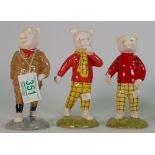 Beswick Ware Rupert The Bear Figures: Podgy Pig, rupert with Satchel & Rupert Bear, all limited