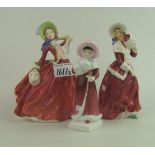 Royal Doulton seconds figures: Autumn Breezes, Christmas Morn HN1992 and Sophie HN2833 (Kate