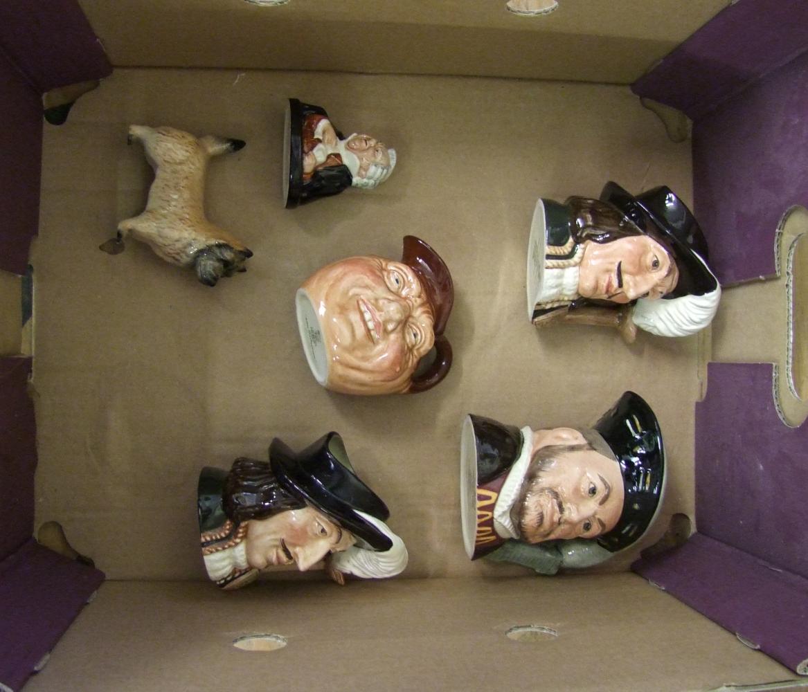 A collection of Royal Doulton small character jugs: including Athos, John Barleycorn (a/f), Henry